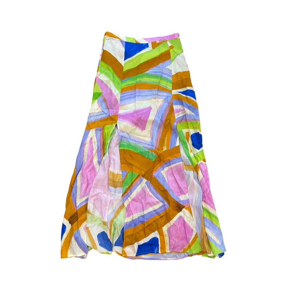 Self contrast abstract maxi skirt